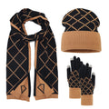 Coffret 3 Pièces Bonnet Écharpe Gants – Jacquard Losanges Mixte Hiver
