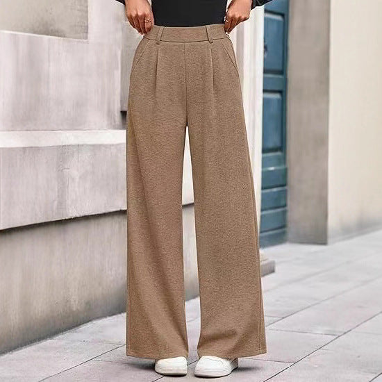 Pantalon Large Femme – Coupe Droite et Taille Mi-Haute