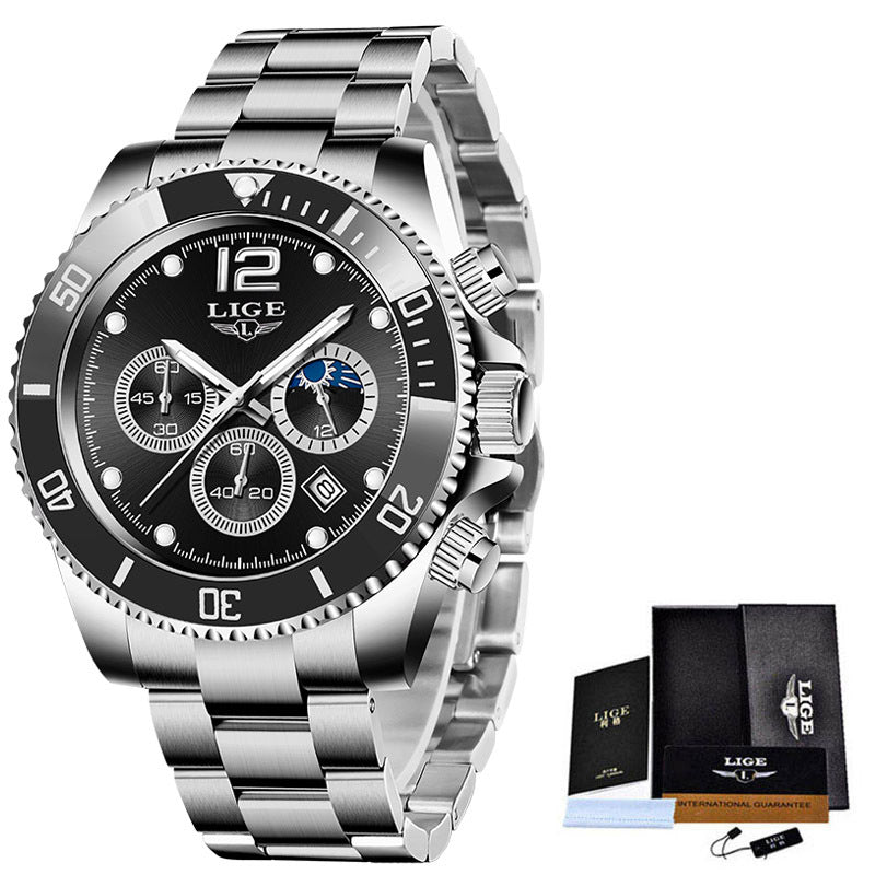 Herren-Sportuhr Chronograph Quarz – Edelstahl wasserdicht 30M
