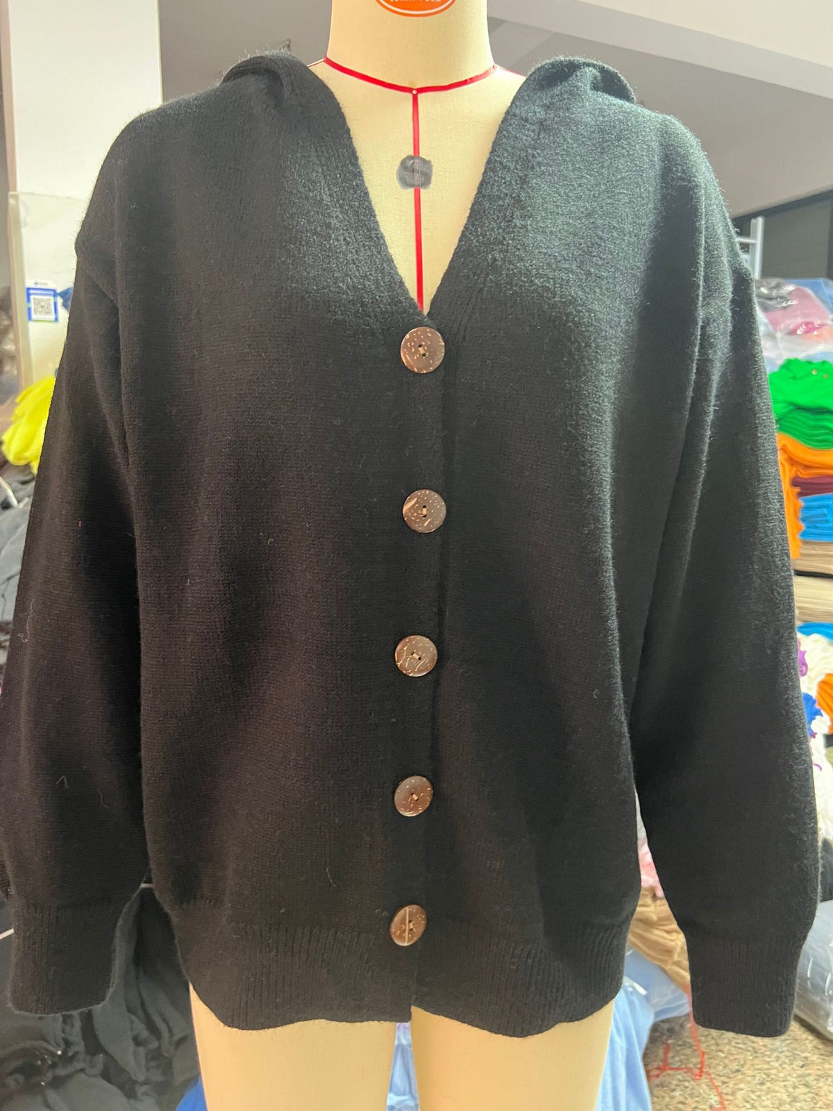 Damen-Strickjacke mit Kapuze, geknöpft, Kaschmir, große Größen, 9 Farben
