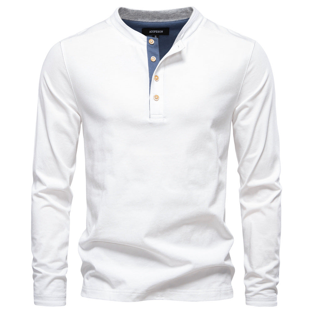 T-shirt homme à col tunisien et manches longues