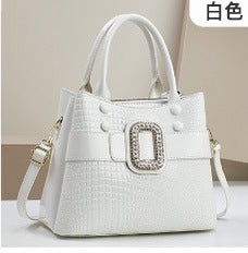 Mini Lizard-Effect Square Crossbody Bag – Zip Closure, Multi-Pocket