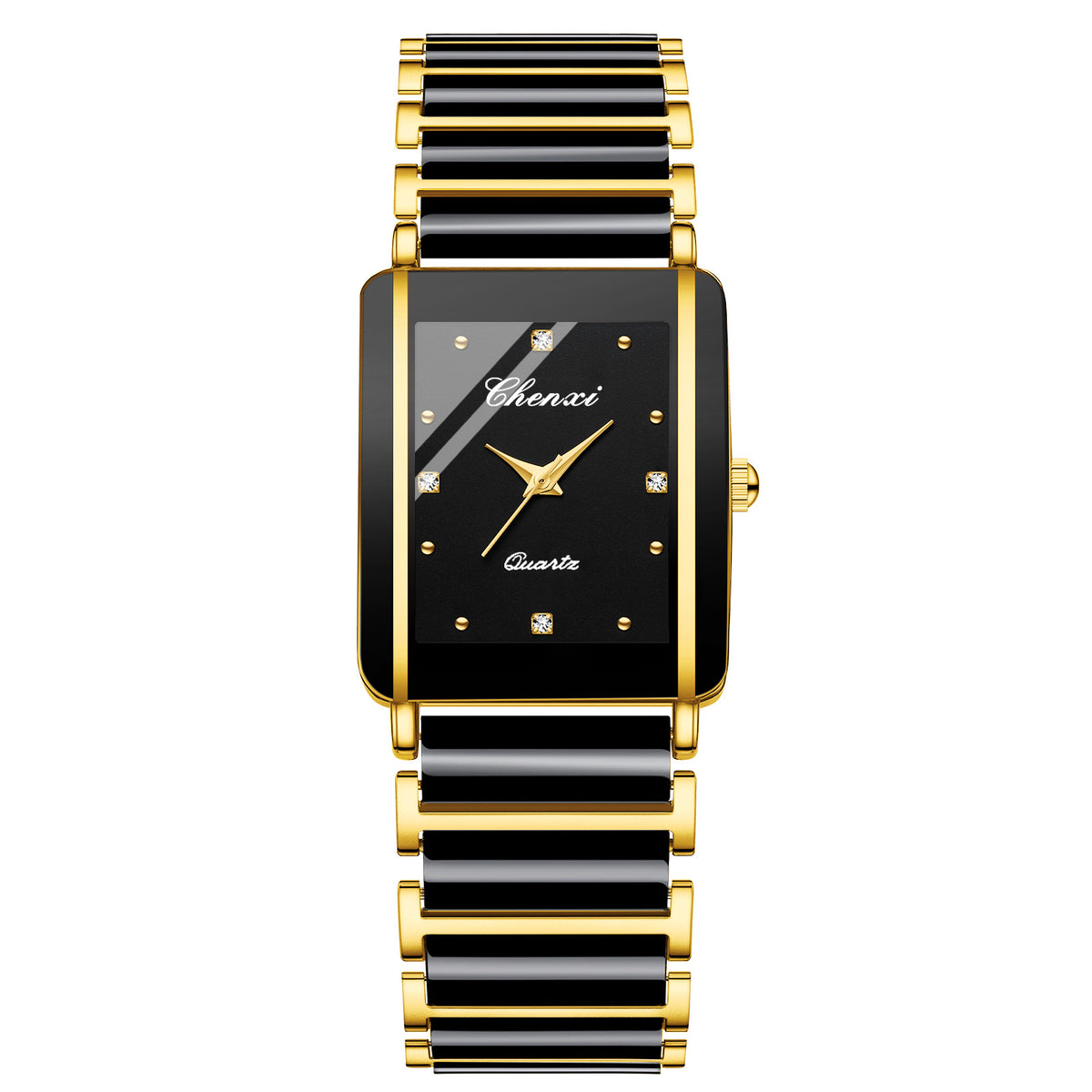 Montre Couple Carrée Céramique Quartz – Homme & Femme, Bracelet Céramique Élégant