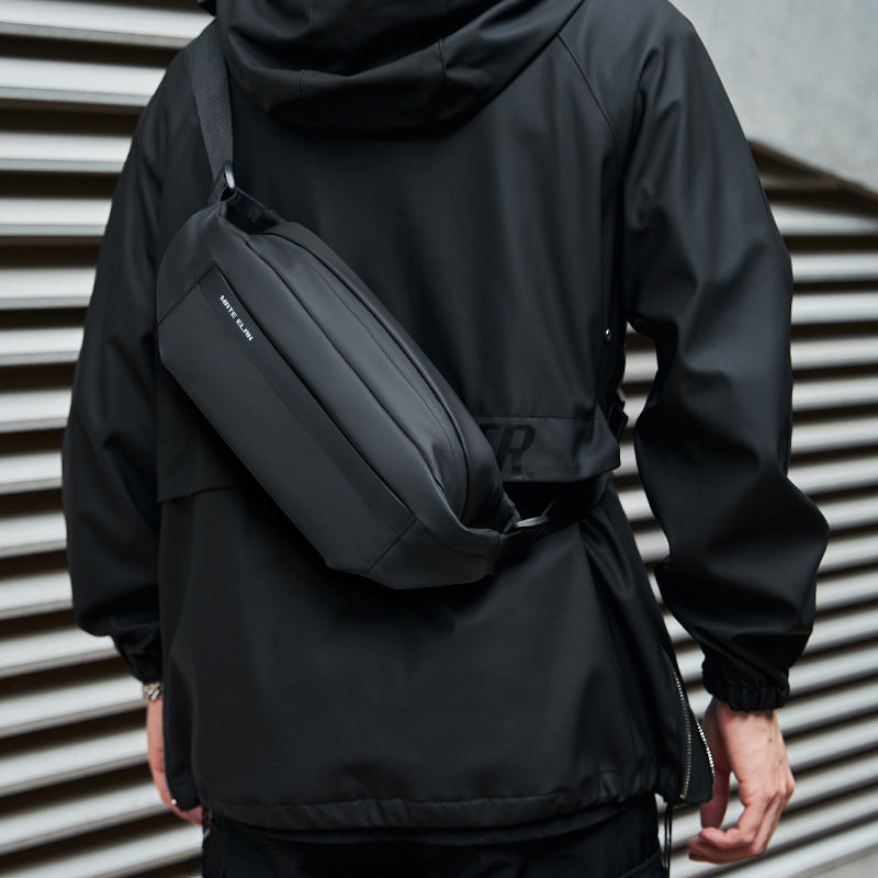 Sacoche Homme Multifonction — Bandoulière / Poitrine / Ceinture, PVC Noir