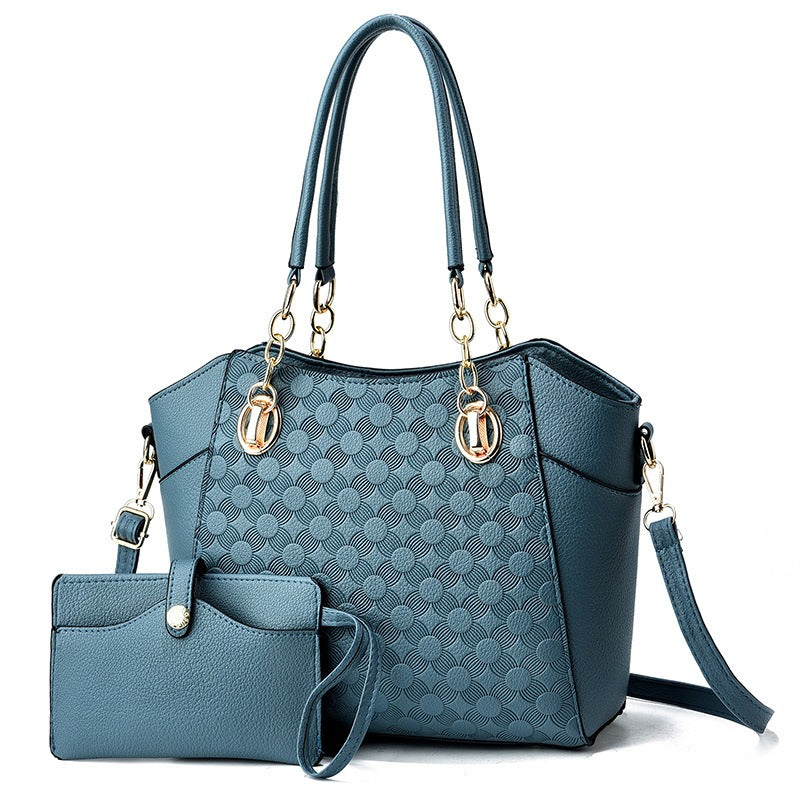 Large 2-in-1 Women's Tote Bag – Retro Style PU Leather Chain Tote Bag