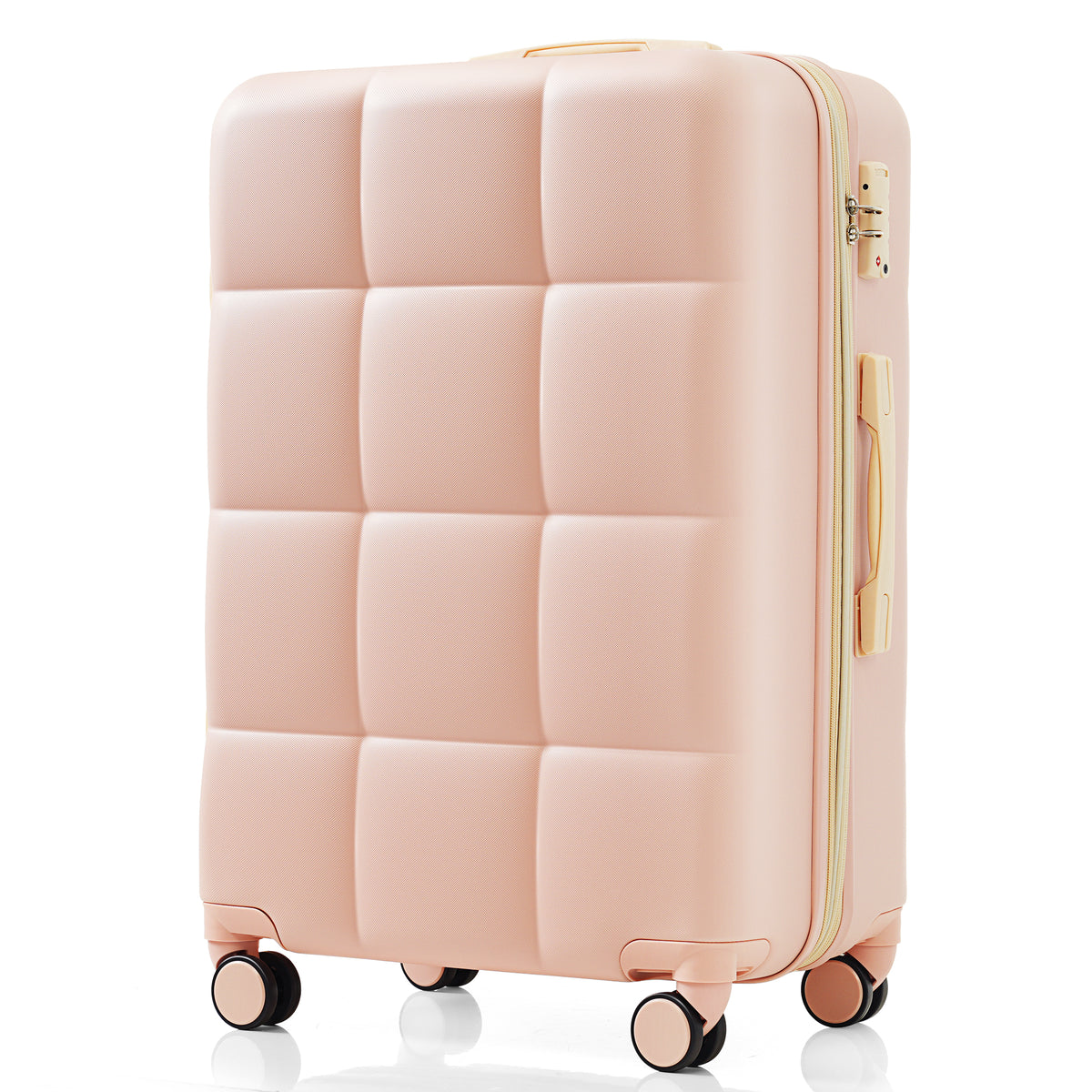 Set de 3 Valises Rigides Rose en ABS – Port USB, Porte-Gobelet et Roulettes 360°