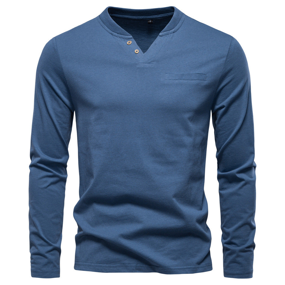 T-Shirt Col V Manches Longues Homme – Slim, Boutonné