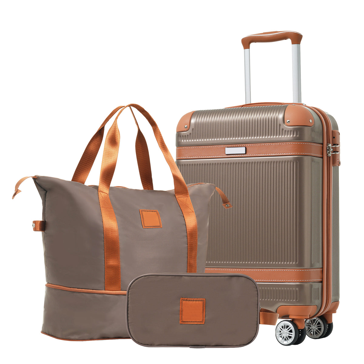 Set de Valises Rigides 3 Pièces – ABS, Roues Pivotantes 360°, Serrure TSA, Couleur Cuivrée