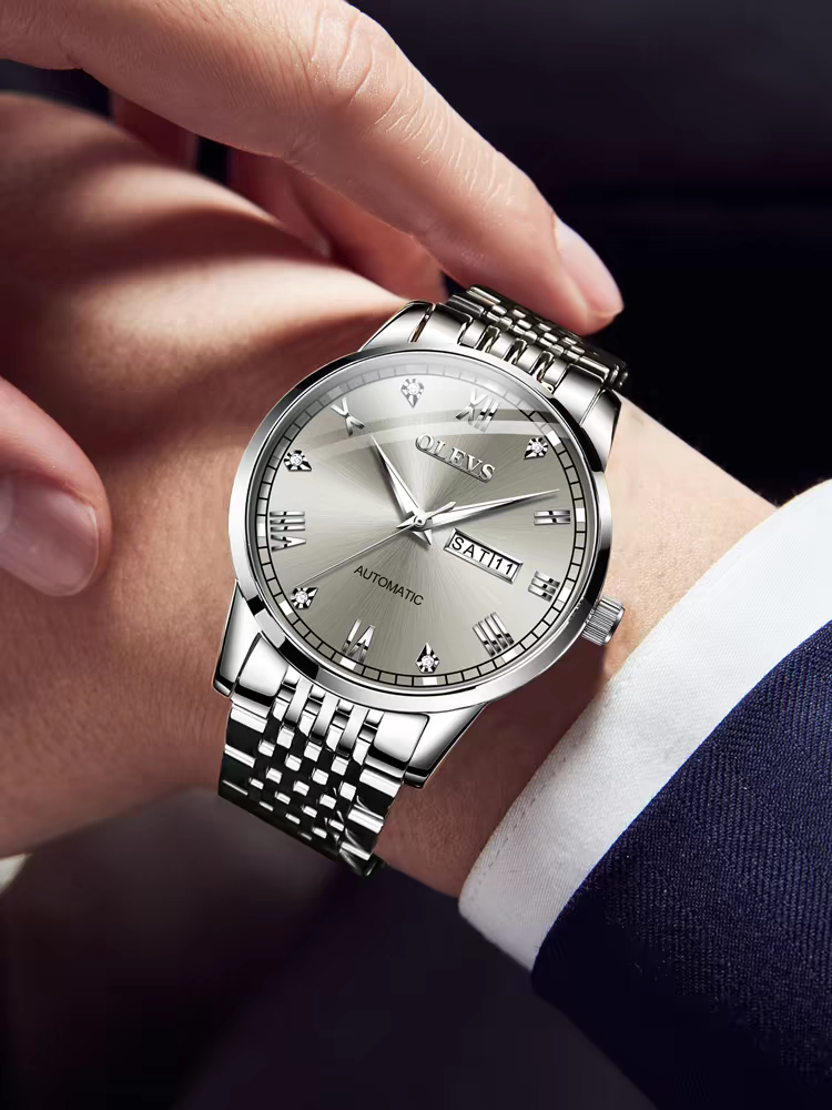 Montre automatique homme OLEVS 6602 – bracelet en acier inoxydable