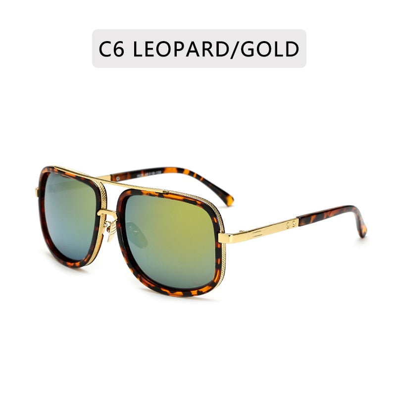 Lunettes de Soleil Grand Cadre Carré – Monture Métal Rétro Vintage Homme & Femme