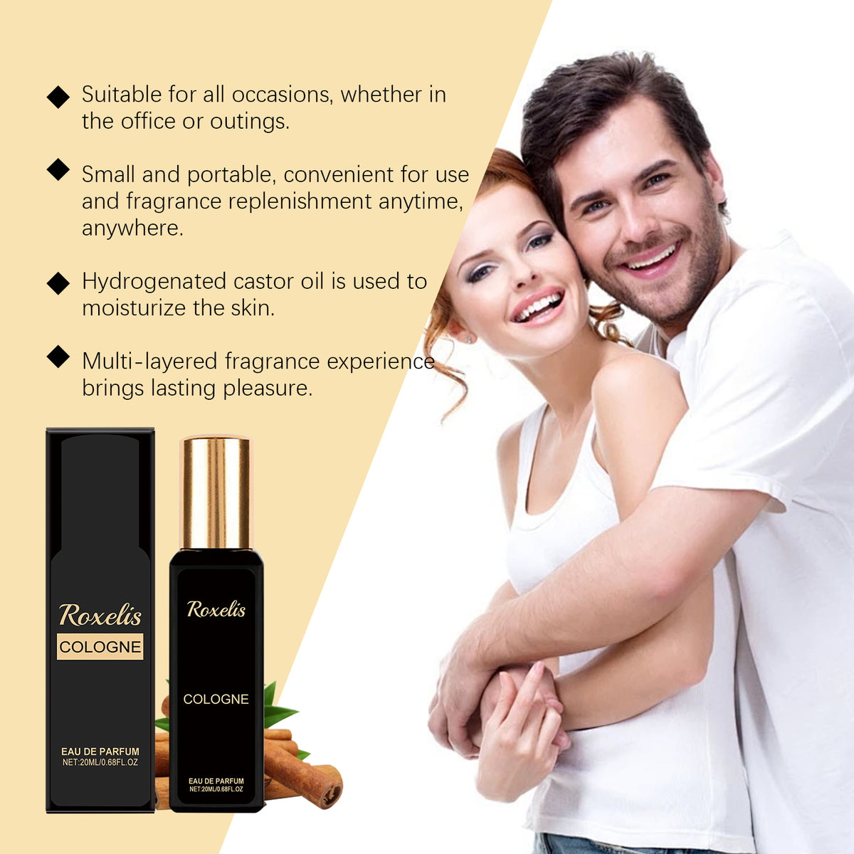 Eau de Cologne Homme Roxelis – Fragrance Fraîche & Charmée à la Cannelle