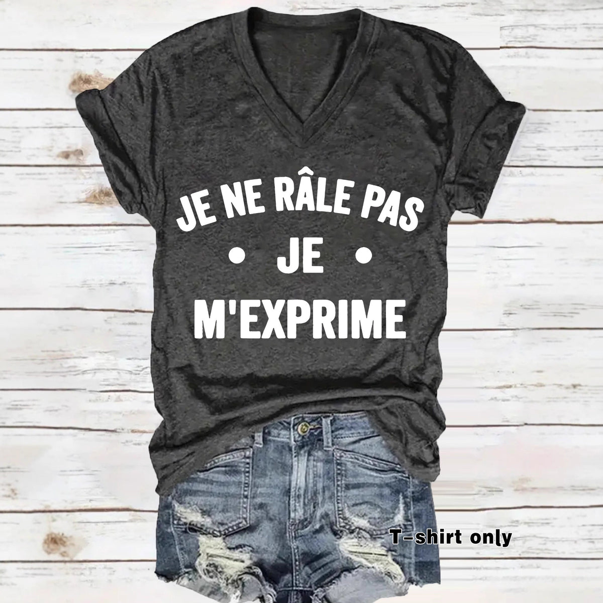 T-shirt femme col V « Je ne râle pas, je m’exprime »