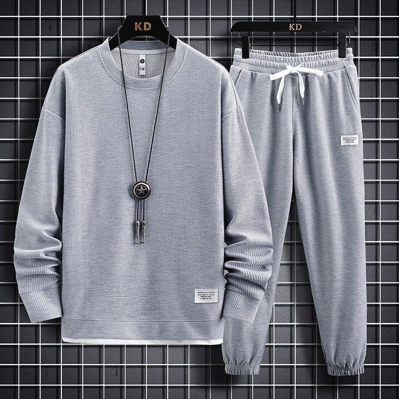 Ensemble Homme en Maille Gaufrée – Haut Manches Longues et Pantalon