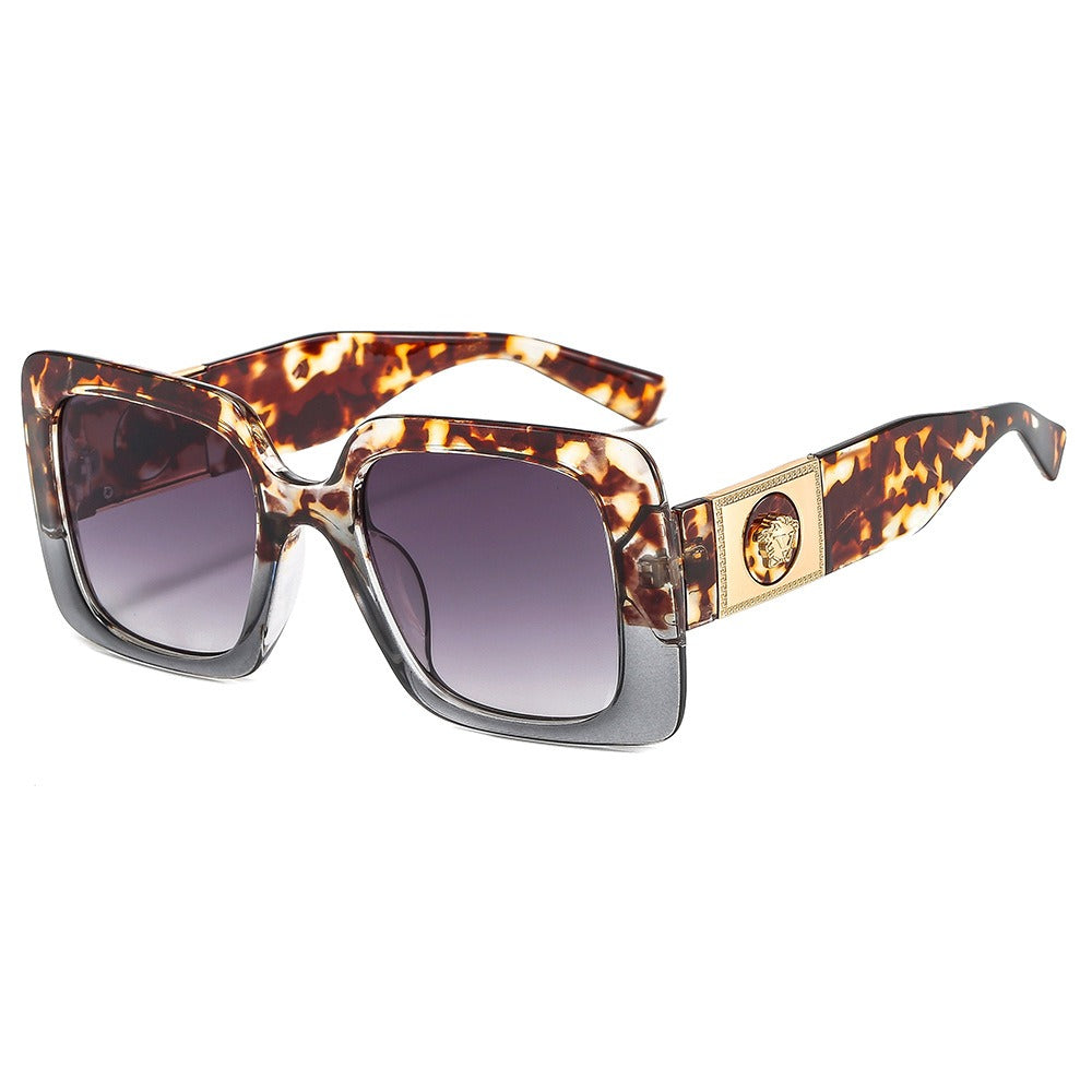 Trendige zweifarbige Sonnenbrille – Floral- & Ins-Stil, PC-Rahmen