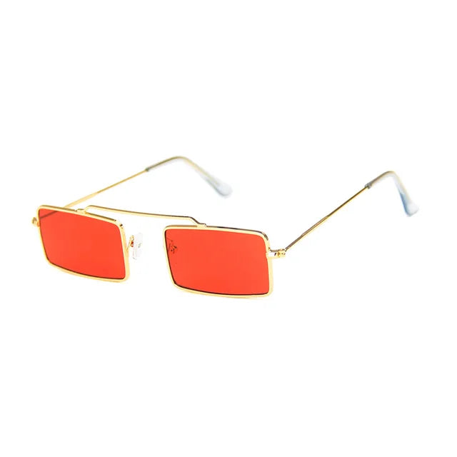 Lunettes de Soleil Rectangulaires Femme – Monture Métal Fine Style Vintage