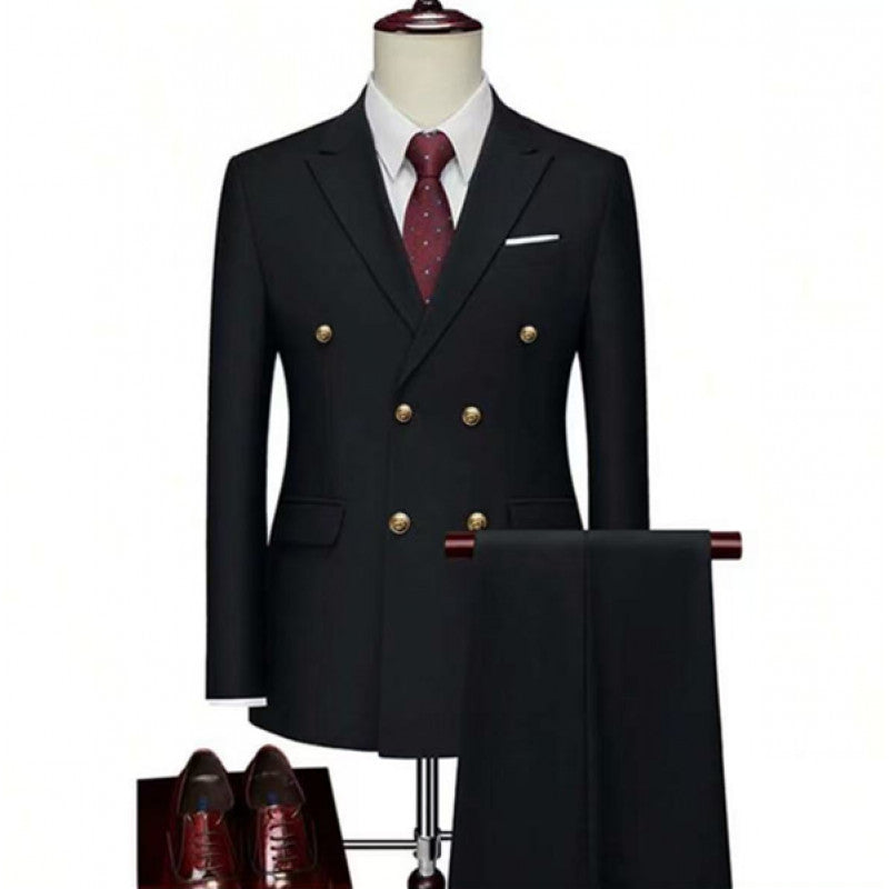 Costume homme croisé à boutons dorés – Coupe ajustée