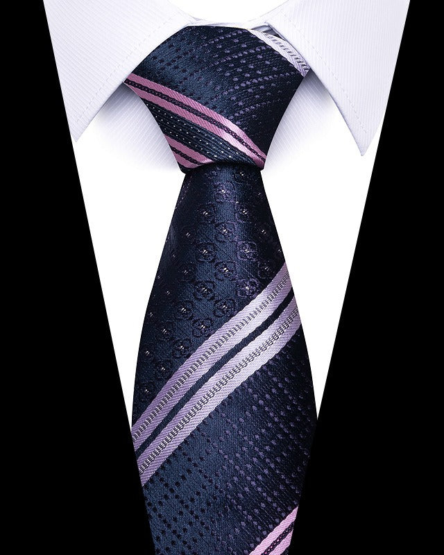 Cravate homme rayée en polyester – 8 cm