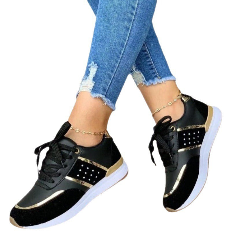 Baskets Sport Femme Grande Taille – Semelle Épaisse PU, Bicolore, Printemps-Automne