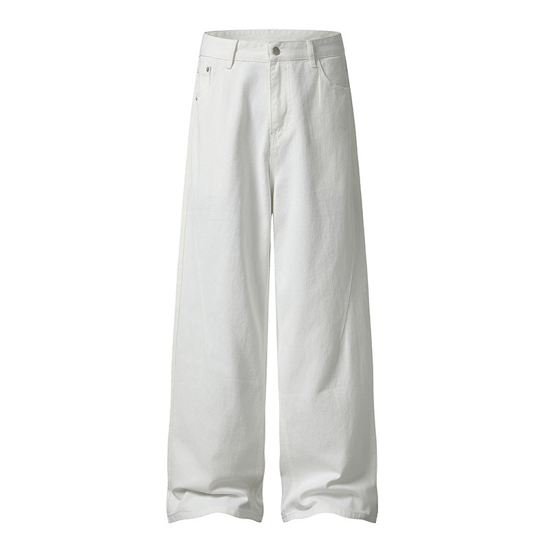 Pantalon droit taille mi-haute – Coupe droite, fermeture éclair, style streetwear
