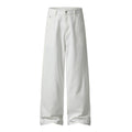 Pantalon droit taille mi-haute – Coupe droite, fermeture éclair, style streetwear