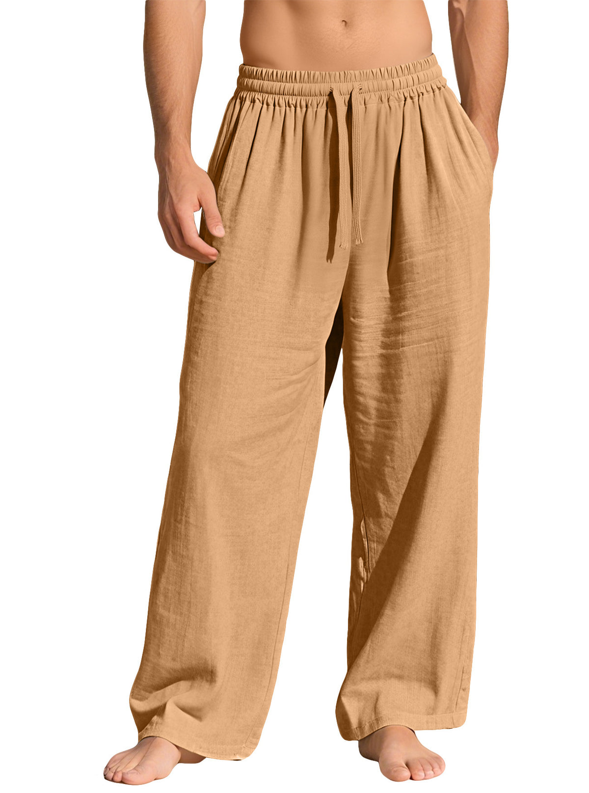 Pantalon homme ample en lin à cordon de serrage