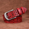 Ceinture femme en cuir ajouré à motifs floraux
