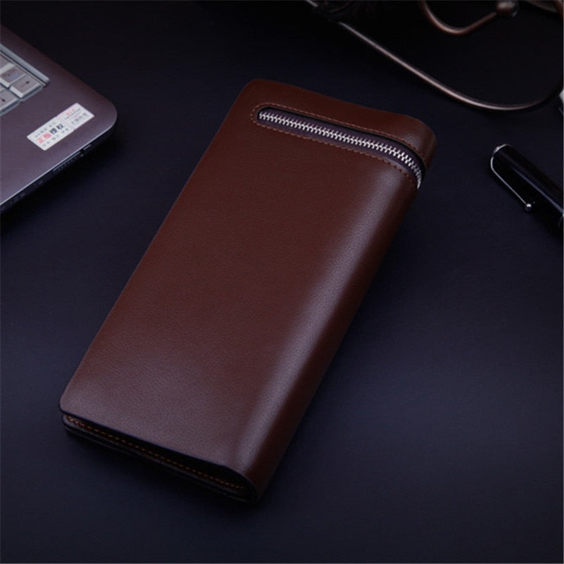 Portefeuille Bifold Homme en Cuir – Porte-monnaie Long avec Porte-cartes