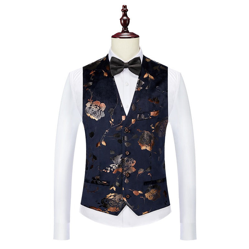 Costume homme trois pièces fleuri à coupe ajustée