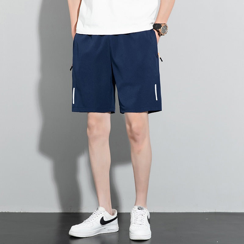 Short homme soie de glace séchage rapide – Style coréen couleur unie grande taille
