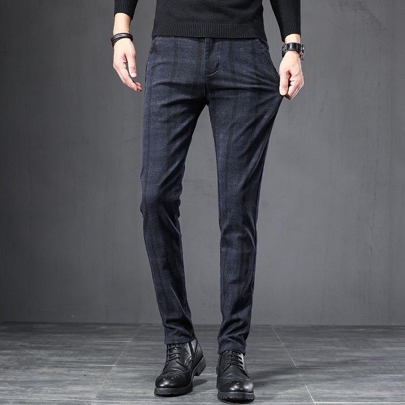 Pantalon homme slim à carreaux stretch