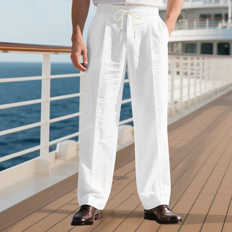 Pantalon ample homme en lin mélangé