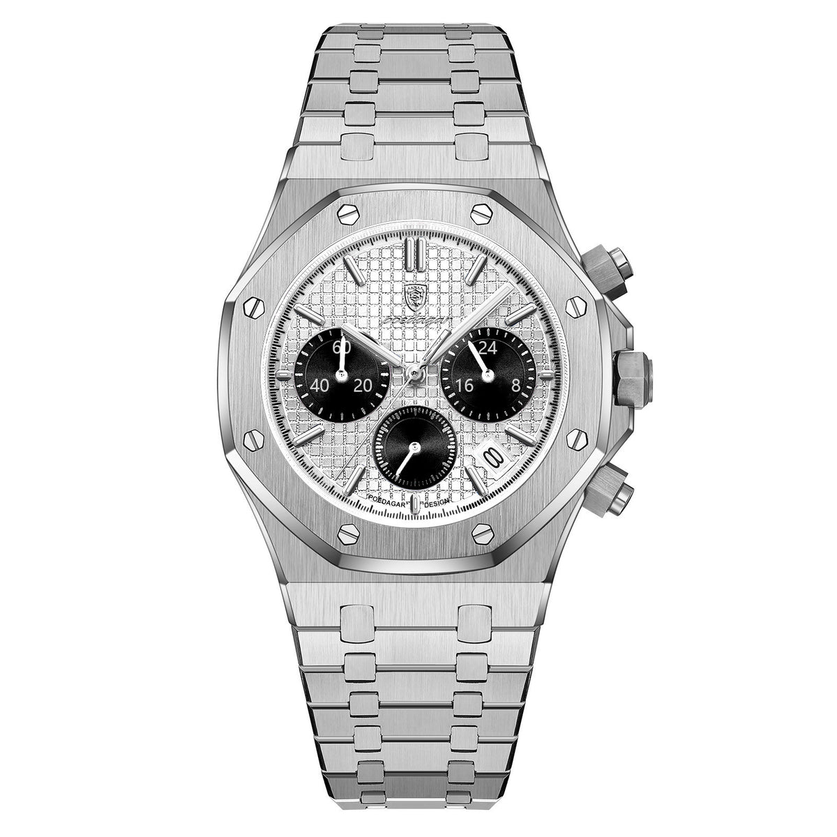 POEDAGAR Herrenuhr Chronograph – Edelstahl wasserdicht 30 m