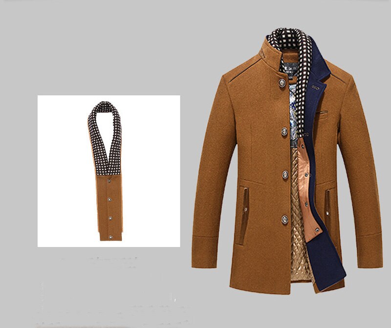 Manteau long homme laine slim fit – Trench coat double col casual hiver