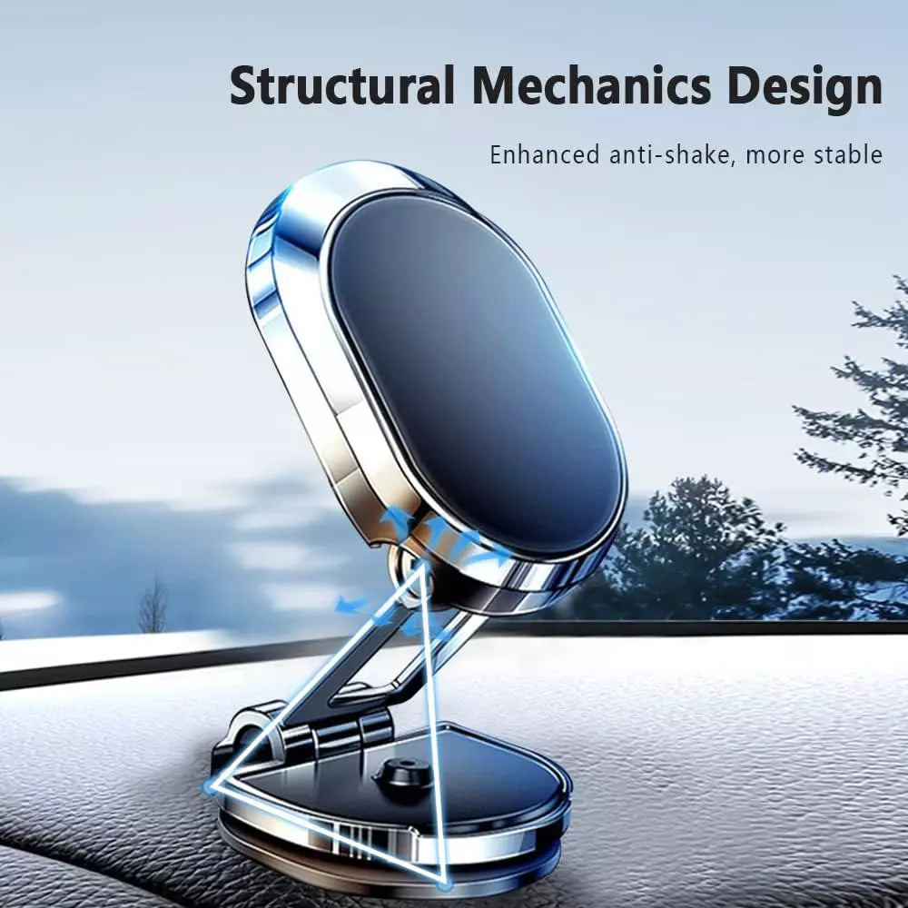 Support Téléphone Voiture Magnétique 360° – Design Premium Chromé