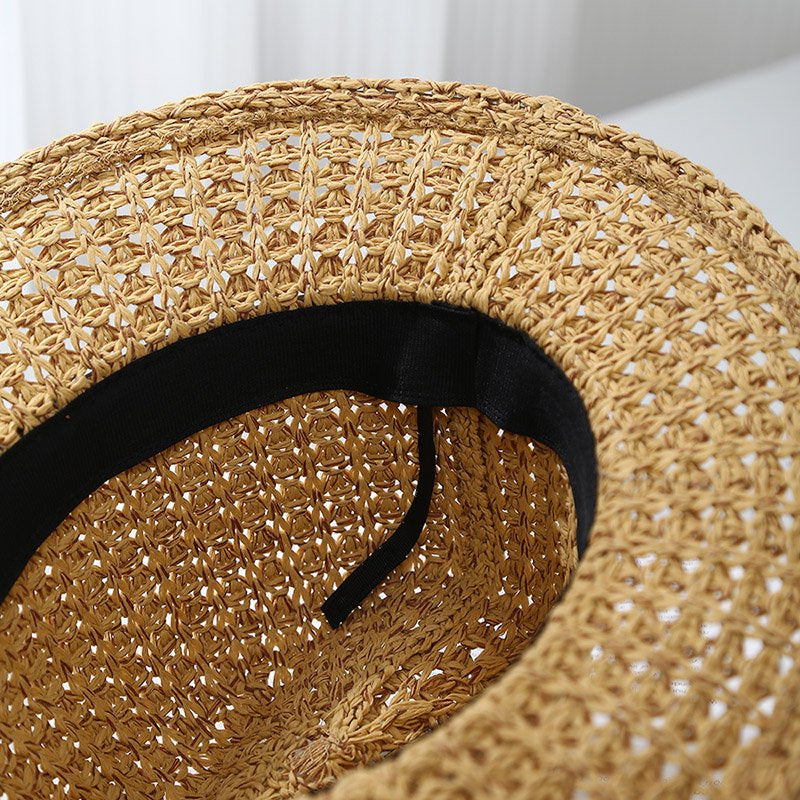 Chapeau d’été femme ajouré à ruban contrastant