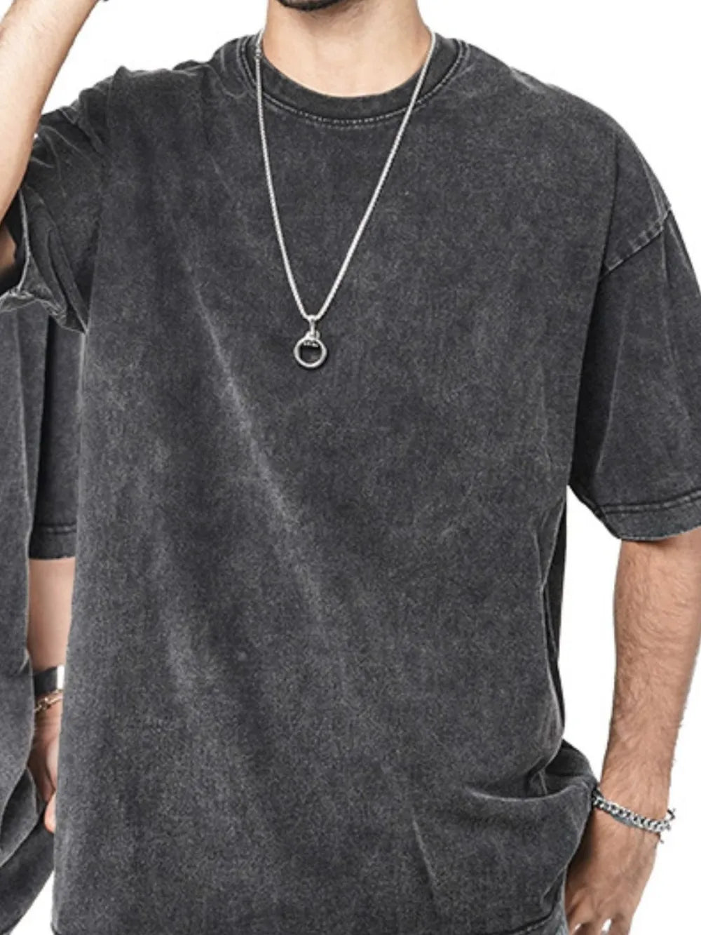 T-shirt homme oversize en coton à col rond