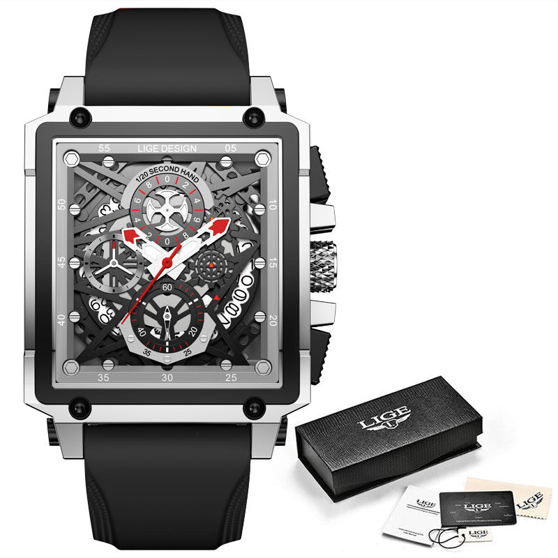 Lige Herrenuhr quadratisch Chronograph – 30M wasserdicht