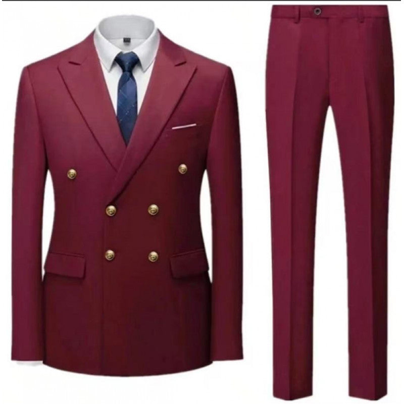 Costume homme croisé à boutons dorés – Coupe ajustée