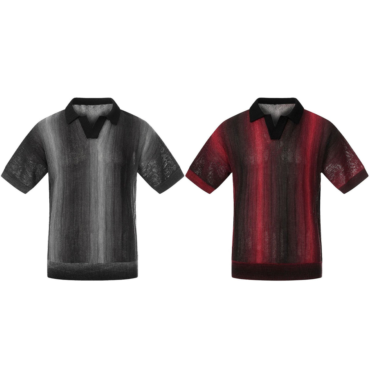 Polo homme en coton mélangé à maille texturée et rayures dégradées