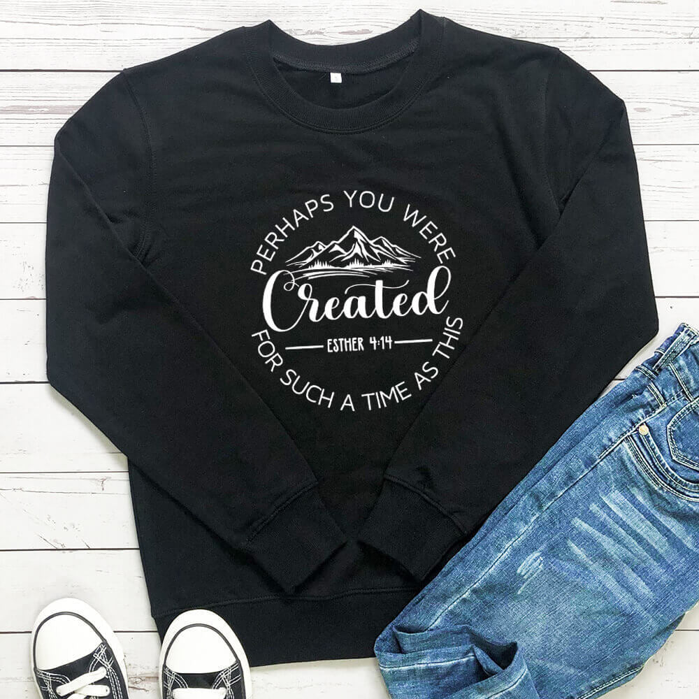 Sweat femme ample imprimé « Maybe You Were Created »