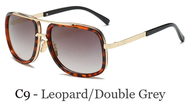 Lunettes de Soleil Grand Cadre Carré – Monture Métal Rétro Vintage Homme & Femme