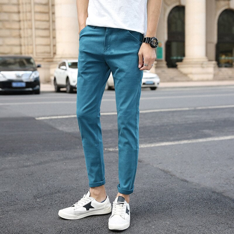 Pantalon homme slim stretch casual – Coupe ajustée jambe étroite