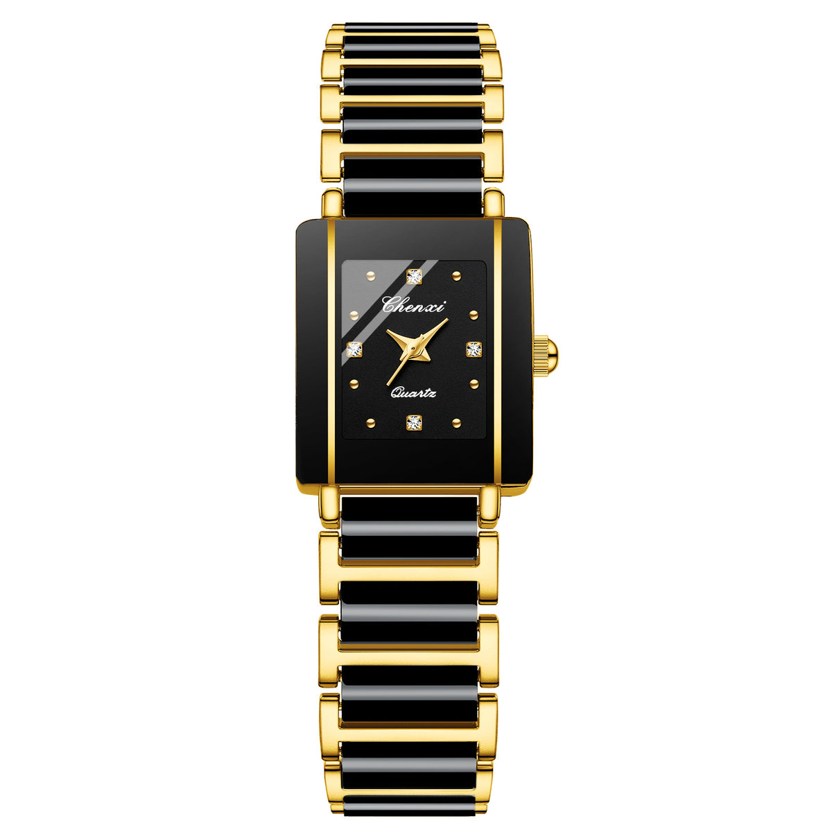 Montre Couple Carrée Céramique Quartz – Homme & Femme, Bracelet Céramique Élégant
