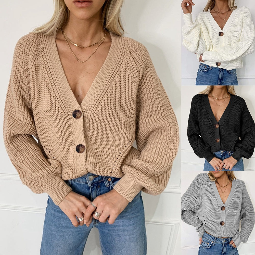 Damen-Strickjacke mit V-Ausschnitt, geknöpft, Acryl, lässig, von S bis XXXL