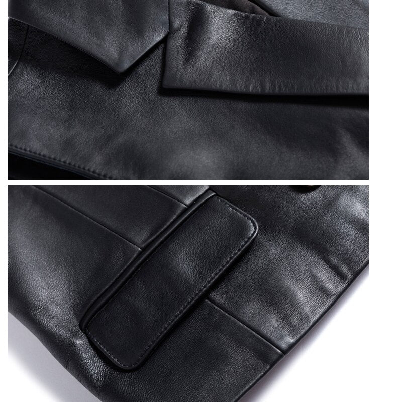 Veste blazer sans manches femme en cuir à boutons dorés