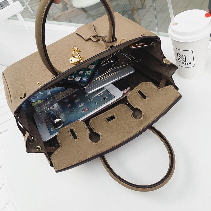 Damenhandtasche Litschi-Maserung – Umhängetasche PU-Leder