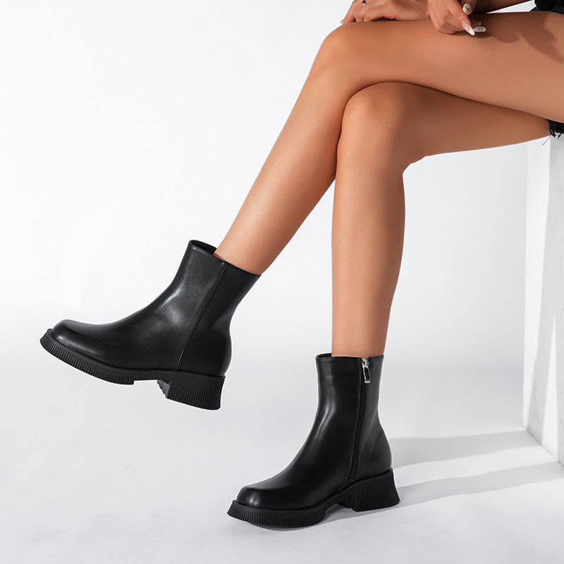 Bottines Chelsea Femme Style Britannique — Semelle Épaisse, Pointures 34–39