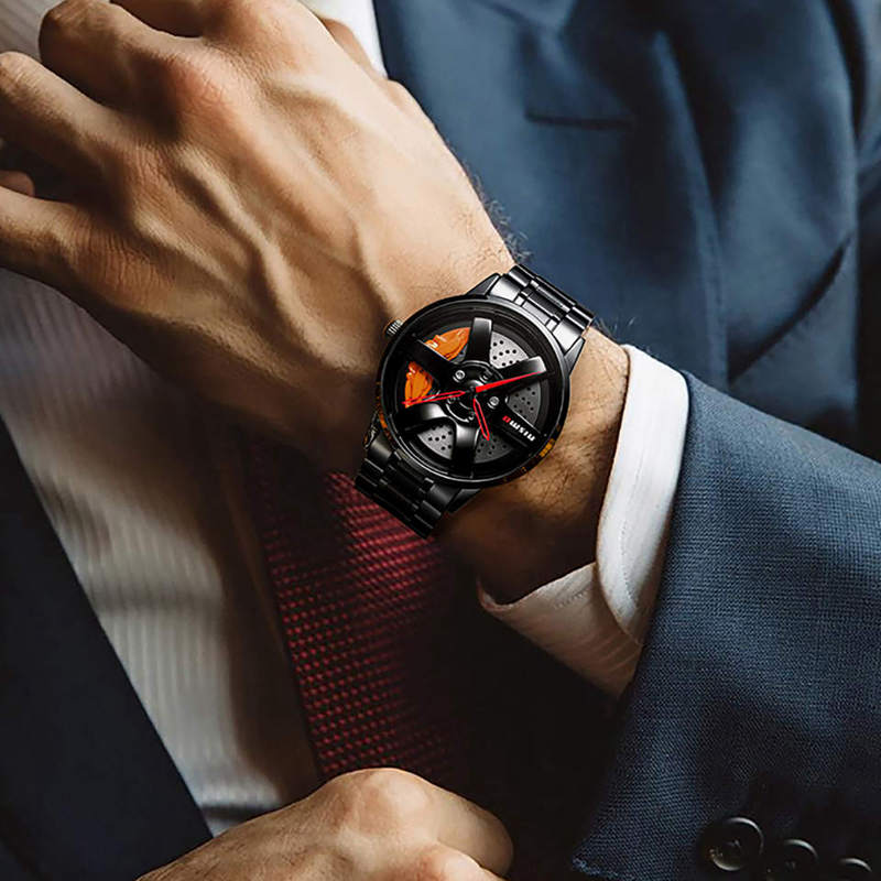 Nibosi Herrenuhr Sportfelgen-Design — Quarz, Wasserdicht, Luxuriöser Racing-Stil