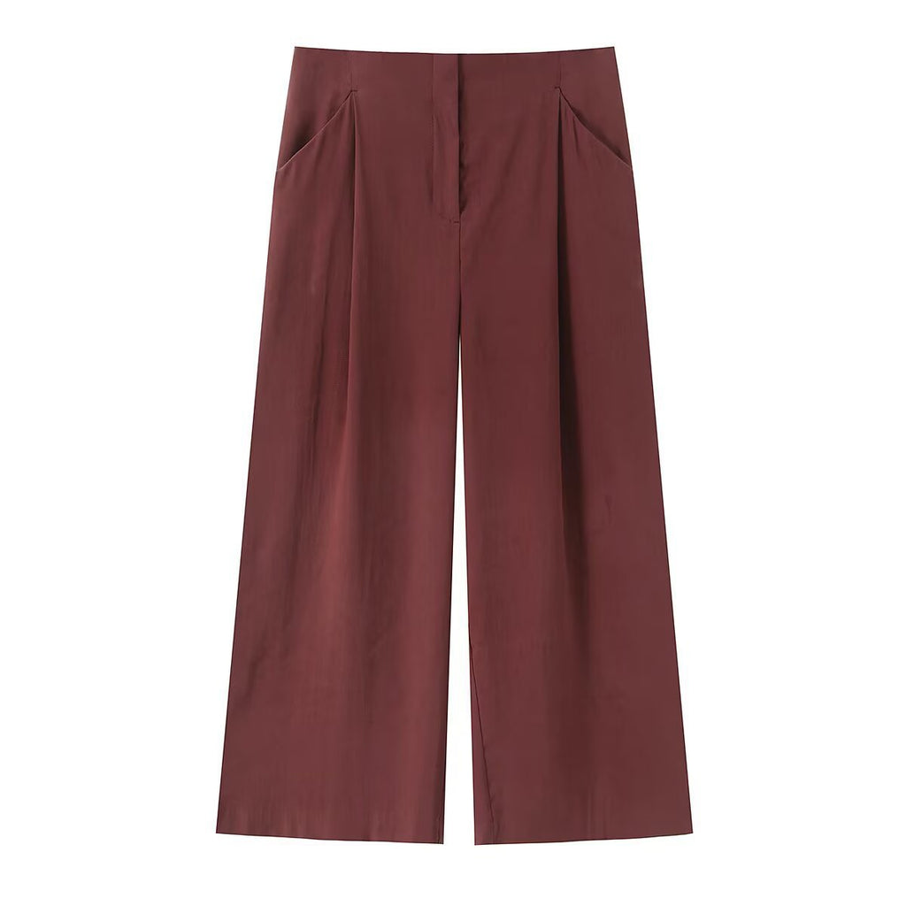 Pantalon large à plis femme – Noir ou bordeaux