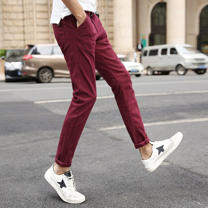 Pantalon homme slim stretch casual – Coupe ajustée jambe étroite